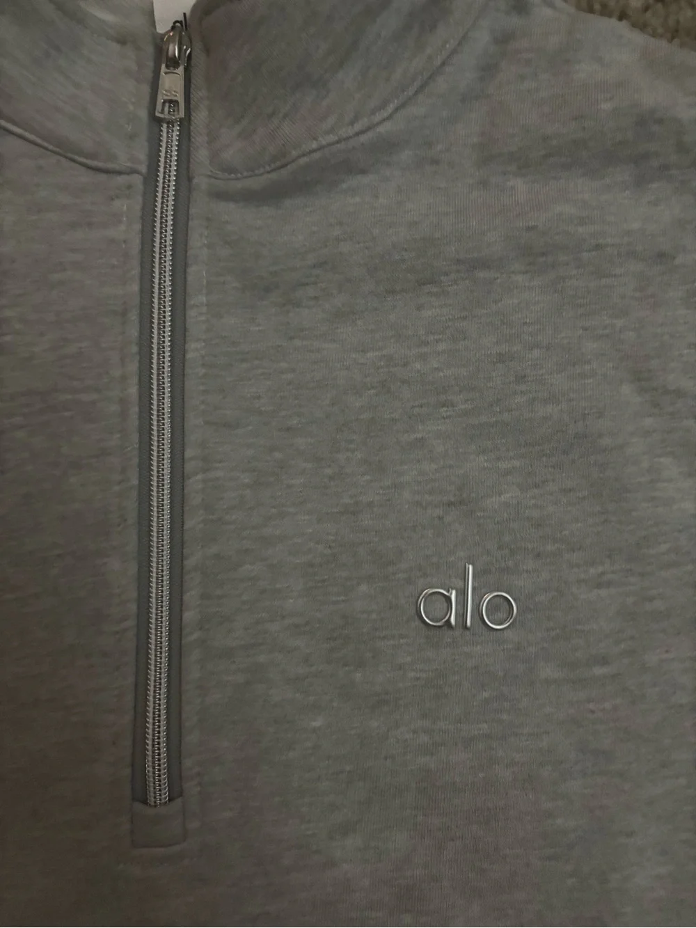 ALO Yoga Men’s Light Gray Quarter-Zip Pullover Sweatshirt - Picture 2 of 3